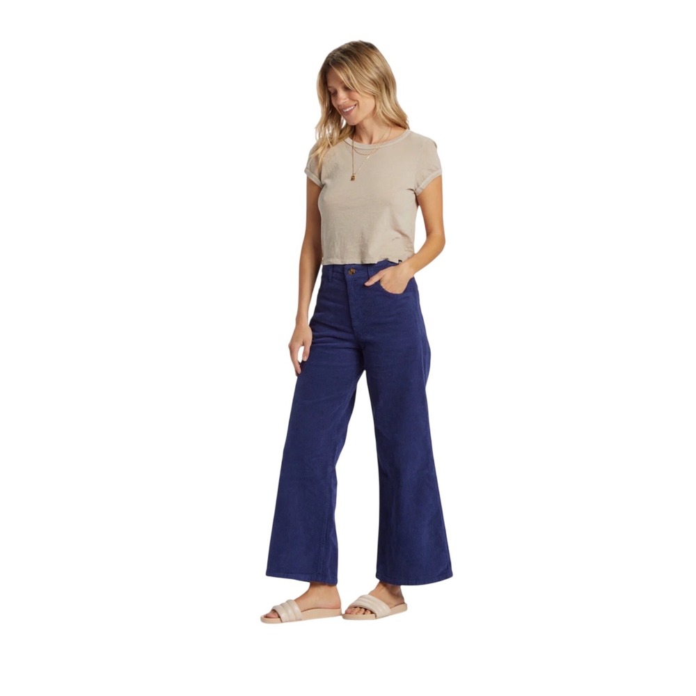 Billabong Indigo Blue Corduroy High Waist Wide Leg Pants Size 27